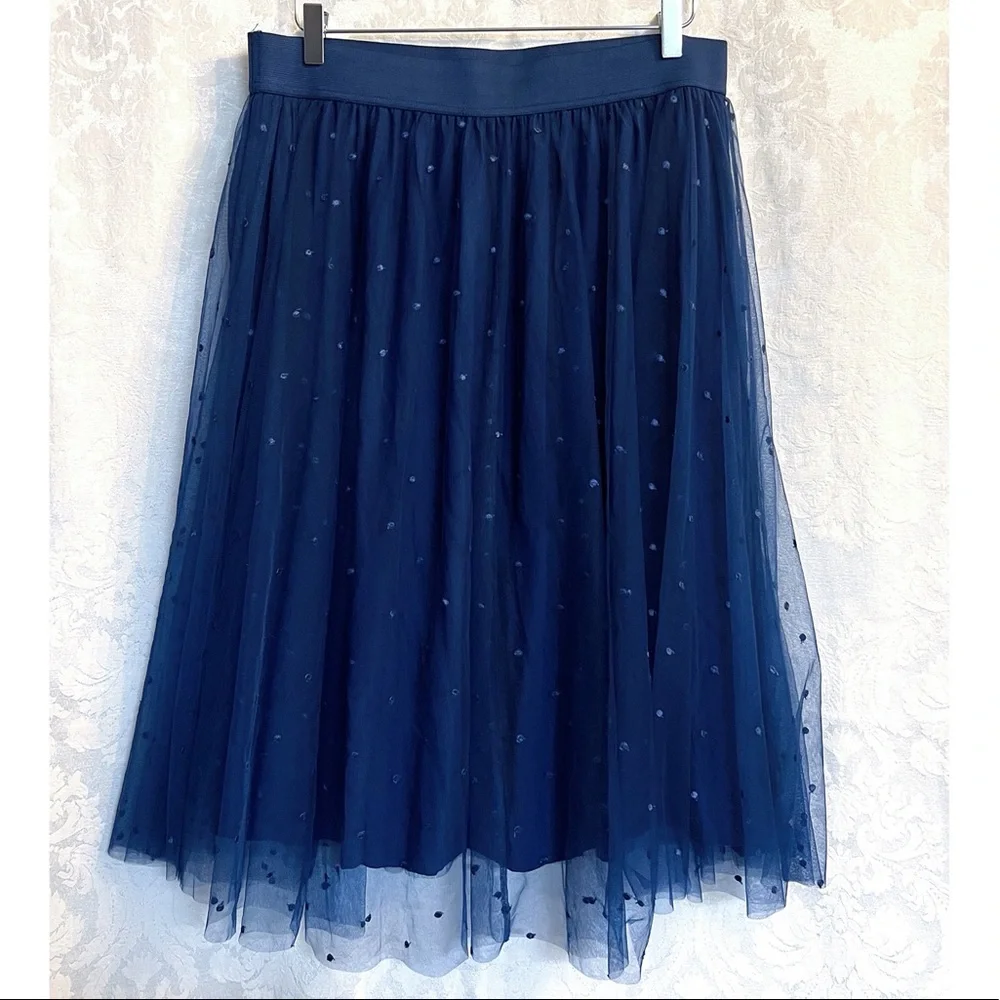 Torrid Women’s Embroidered Mesh Midi Skirt In Medieval Blue Plus Size 0X NWT - Picture 5 of 9